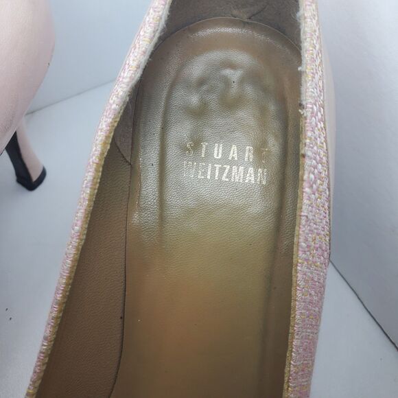 Stuart Weitzman Womens Sz 8 Pink Leather Pointed Toe Heels Plaid - Picture 5 of 9